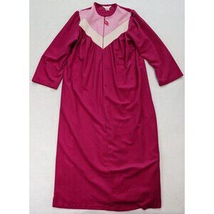 Vintage Carriage Court Women's Robe Size LPink Lightweight Thin Fleece Nightgown